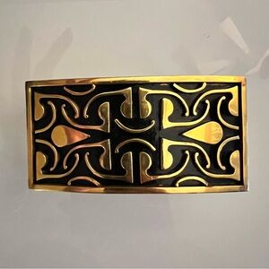 BELT BUCKLE | Elegant Black and Gold Large Belt Buckle